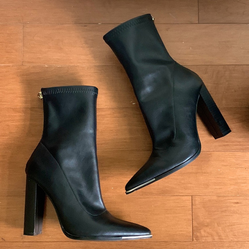 Public Desire black faux leather booties